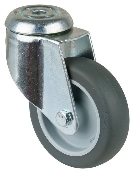 Roulettes BS Roulette pour appareils lourds, largeur de roue 30 mm, Ø roue 100 mm, capacité de charge 80 kg, bande de roulement en caoutchouc gris, roulement lisse, lot de 4, C101.A80.100