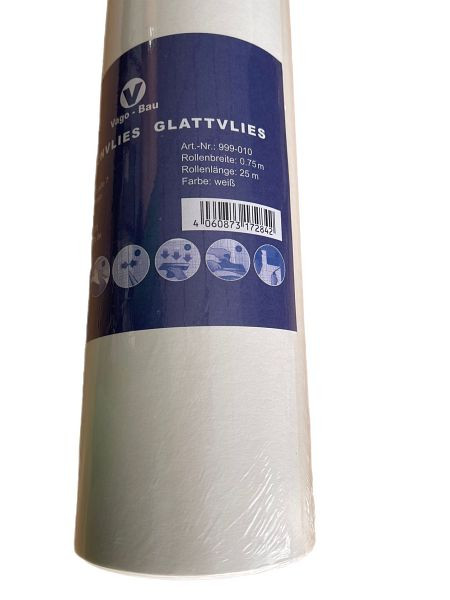 VaGo-Tools non-tissé lisse non-tissé de peintre non-tissé de peinture 25 x 0,75m 150g/m² papier peint 1 rouleau, UV : 18,75 m², 999010-1 Rolle_tv