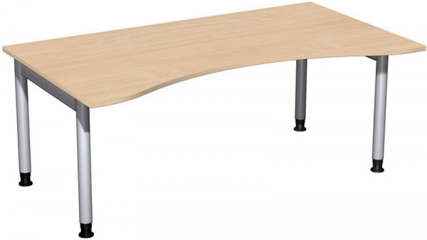 geramöbel Bureau ergonomique, réglable en hauteur, 1800x1000x680-820, hêtre/argent, N-657337-BS