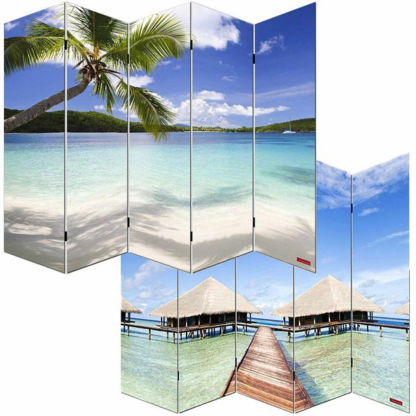 Mendler écran photo paravent paravent cloison M68, 180x200cm, plage, 19013