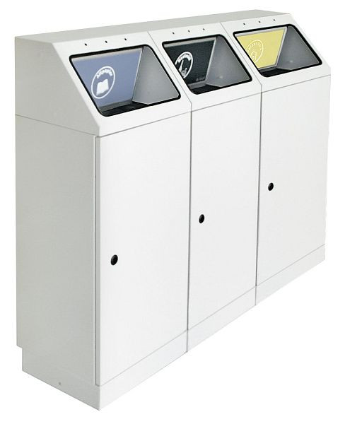 tri des déchets contondants FP 45, station à 3 voies, conteneur pour montage mural, RAL 7035/ProPads, conteneur intérieur galvanisé, 3x45 litres, 636-045-3-2-000