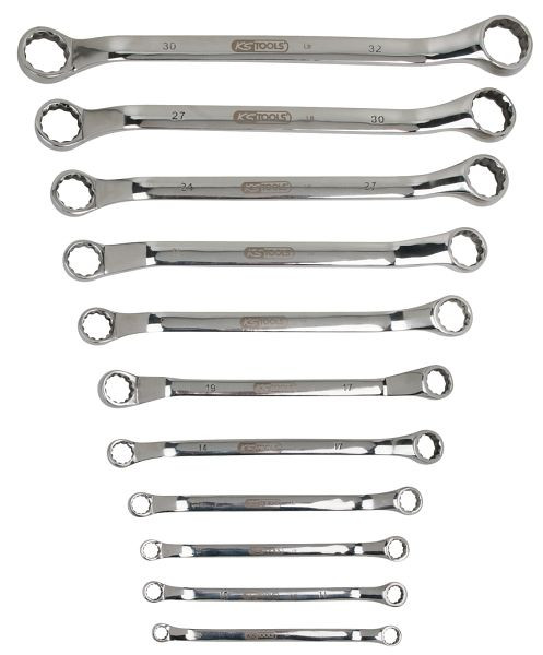 KS Tools jeu de clés à double anneau en acier inoxydable, coudées, 11 pièces, 964.1145