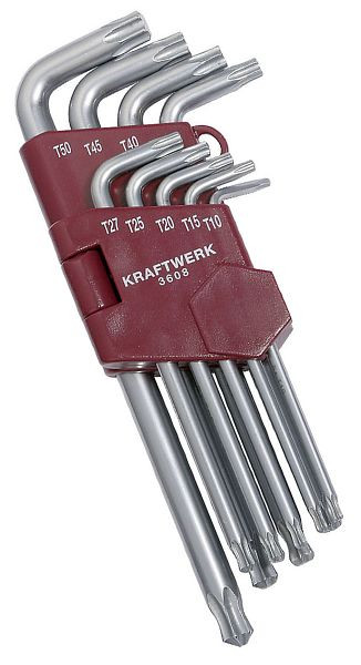 Jeu de clés coudées à tête sphérique Kraftwerk pour vis TX T10-50, 9 pièces, 3608