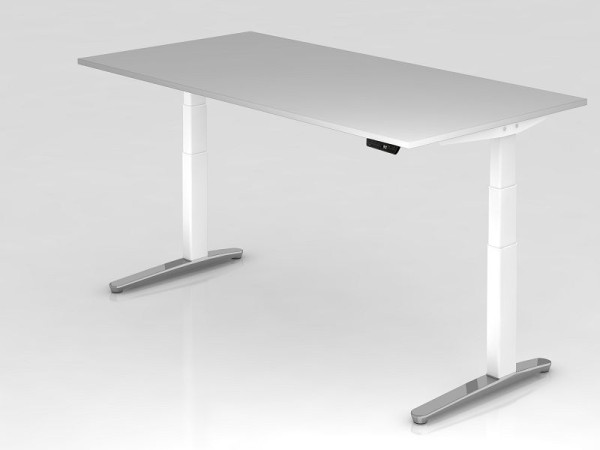 Bureau assis-debout électrique Hammerbacher 200x100cm gris/blanc, poli, forme rectangulaire, VXBHM2E/5/WC