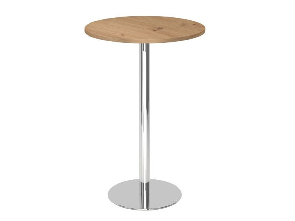 Table de bar Hammerbacher 80cm ronde chêne noueux/chrome, VSTH08/R/C