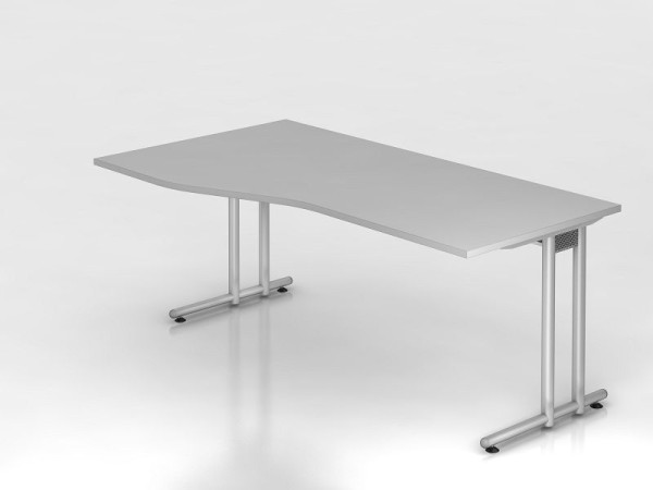 Bureau Hammerbacher pied C 180x100/80cm gris/argent, hauteur de travail 72 cm, VNS18/5/S