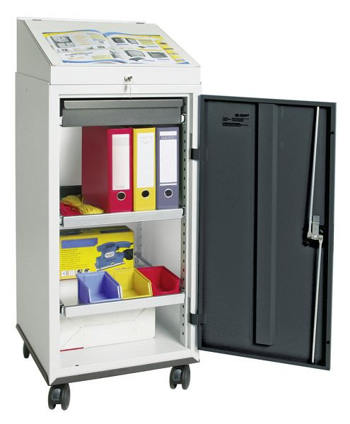set combiné blunt TM 3000, RAL 7035/7016, 1 bureau, 1 tiroir, 2 plateaux, mobile, 3091171