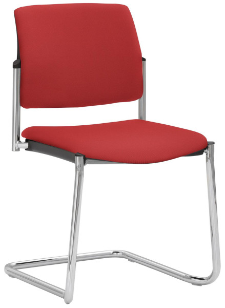 Mayer Sitzmöbel chaise empilable, structure luge chromée, rouge cerise, 2518_F1_30611