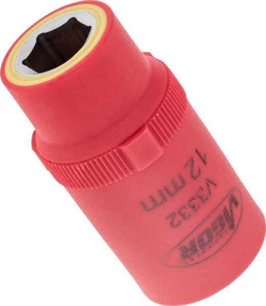 VIGOR Insert de clé à douille VDE, carré creux 12,5 mm (1/2 pouce), profil à six pans extérieurs, 12 mm, V3332