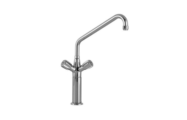 Mitigeur monotrou deux manettes Locher avec colonne 120mm, bec Ø25mm, 128014