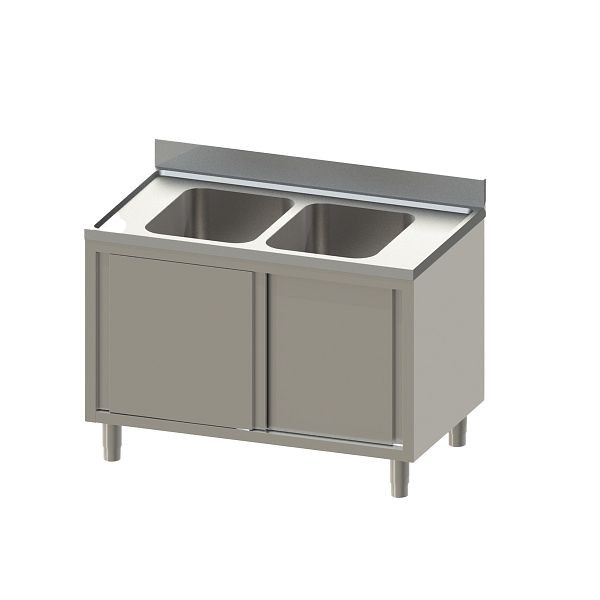 Vaiotec TOPLINE meuble évier 600 / 2 vasques avec portes coulissantes, 120x60x85 cm, 10819