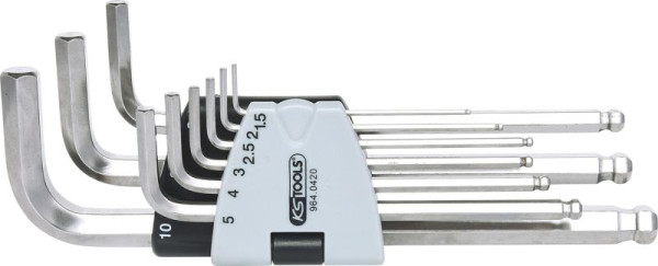 KS Tools jeu de clés à six pans creux en acier inoxydable, 9 pièces, 964.0420