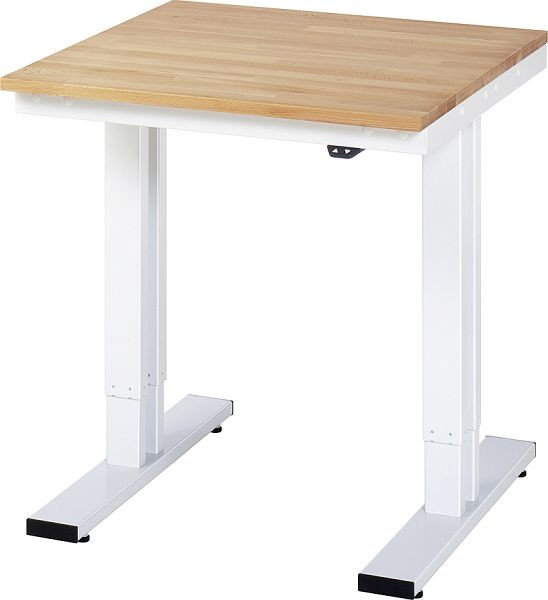 Table de travail RAU série adlatus 300 (réglable électriquement en hauteur), plateau en hêtre massif, 750x720-1120x800 mm, 08-WT-075-080-B