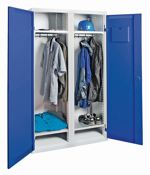 armoire émoussée MovaFlex, 7035/5010, 2 étagères, largeur 1000 mm, cloison centrale, 7947074