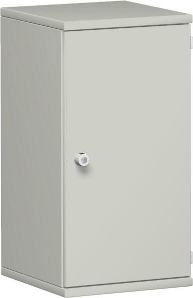 geramöbel armoire à portes battantes 1 étagère décorative, verrouillable, serrure à gauche, 400x425x768, gris clair/gris clair, N-10DL204-LL