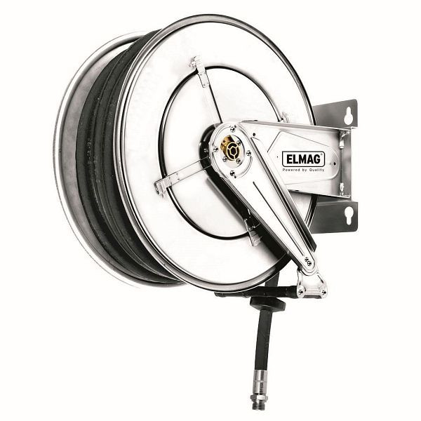 ELMAG enrouleur de tuyau industriel en acier inoxydable '532/31' pour eau 130°C, 25 m, 3/8', 200 bar, 43025