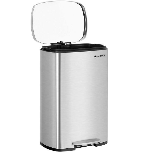 Poubelle à pédale SONGMICS en acier avec pédale argent, LTB050E01