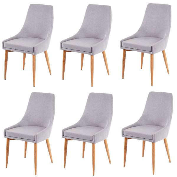 Mendler lot de 6 chaises de salle à manger HWC-B44 II, chaise chaise de cuisine design rétro, tissu/textile gris, 3x64195