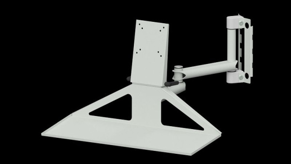 Structure du système de bras articulé pour établis ANKE avec support d'écran, RAL 7035, également avec étagère pour clavier et souris, 960.724