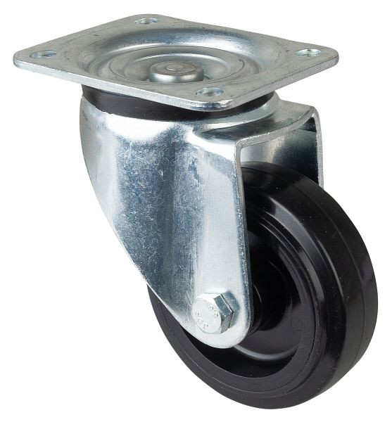 Roulette robuste BS Wheels, largeur de roue 45 mm, Ø roue 125 mm, capacité de charge 140 kg, bandages élastiques noirs, corps de roue en plastique, roulement à rouleaux, L600.B60.125
