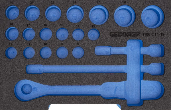 GEDORE insert en mousse vide pour L-BOXX 136, jeu de clés à douille 1/2'', 2836017