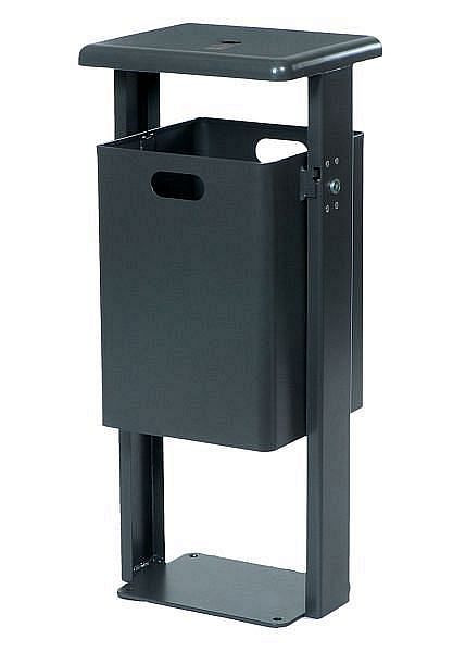 Poubelle rectangulaire sur pied Renner 40 L (cendrier inclus), capot arrondi (3 mm), galvanisée, entièrement revêtue, mica anthracite-fer, 7083-60PV DB703