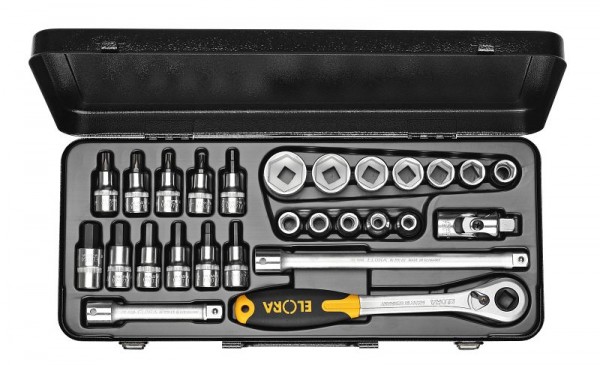 Jeu de clés à douille ELORA 1/2 ", hexagone + in + TORX®, 30 pièces 10-50 mm, 771-LMITXU, 0771510602000