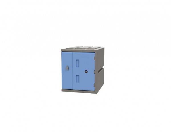 Casier en plastique Lotz 450 casier en plastique, hauteur : 450 mm, porte bleue, serrure à pêne rotatif, 221450-08