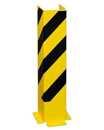 Support de protection contre les collisions DENIOS en acier, profilé en U, hauteur 800 mm, épaisseur 6 mm, jaune/noir, 240-900