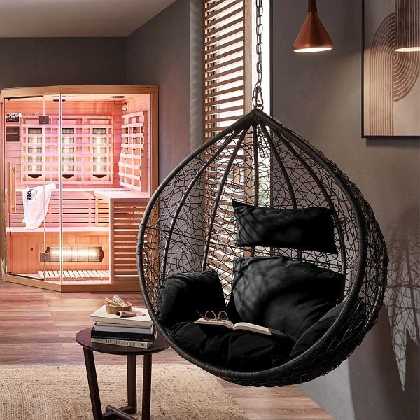 HOME DELUXE Chaise suspendue en polyrotin CIELO - Noir uniquement panier, 50925