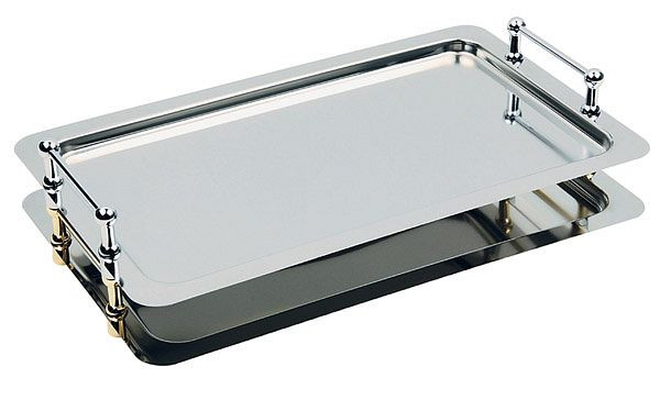 Bac système APS GN 1/1 design 1, 53 x 32,5 cm, hauteur utile 4 cm, acier inoxydable 18/10, solidement vissé, poignées chromées, 11150