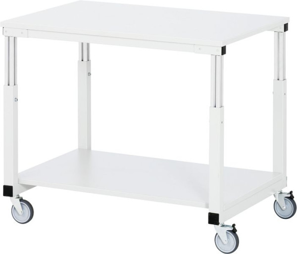 Chariot de table RAU (système de poste de travail série E), L1000 x P700 x H650-1000 mm, plan de travail avec revêtement en résine mélamine, épaisseur 22 mm, E-TW-1000-700M.12