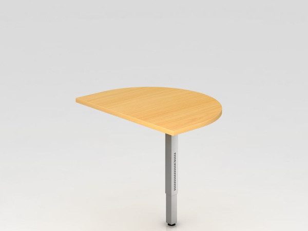 Table à rallonge Hammerbacher avec pied de support, carrée, 60x80cm hêtre/argent, arrondie pour fixation sur un bureau, VRA60/6/S