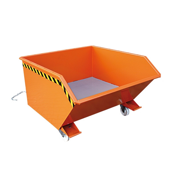 Conteneur à copeaux industriel Eichinger avec fond en tôle perforée et robinet de vidange, 1000 kg, 500 litres, orange pur, 20440800000000