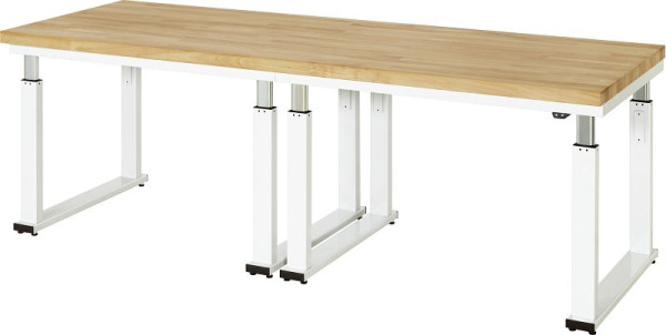 Etabli RAU série adlatus 600, L2500 x P900 x H740-1140 mm, plan de travail en hêtre massif, épaisseur 40 mm, 08-WB-250-090-B