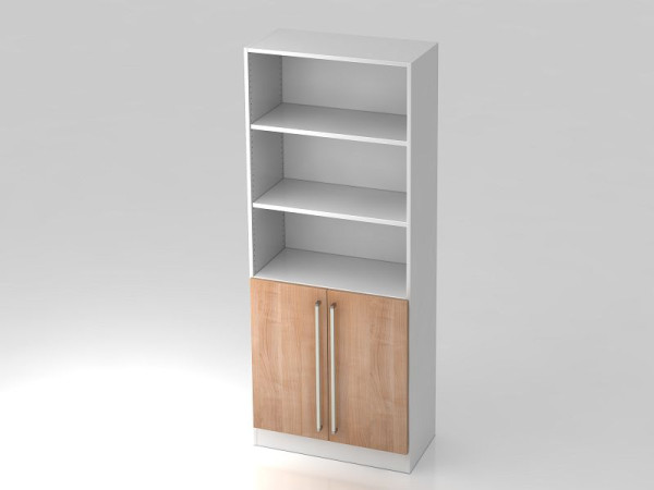 Armoire Hammerbacher 5OH, 2 portes sous le panneau de plinthe, poignée chromée blanc/noyer, 80x42x200,4 cm (LxPxH), V7700/W/N/CE