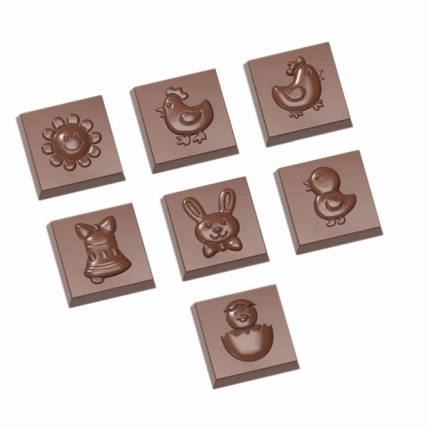 Moule à chocolat Schneider - Pâques 7 figures, 275 x 135 x 24 mm / 31 x 31 x 9 mm, 9 g, 3 x 7 pièces, 421641