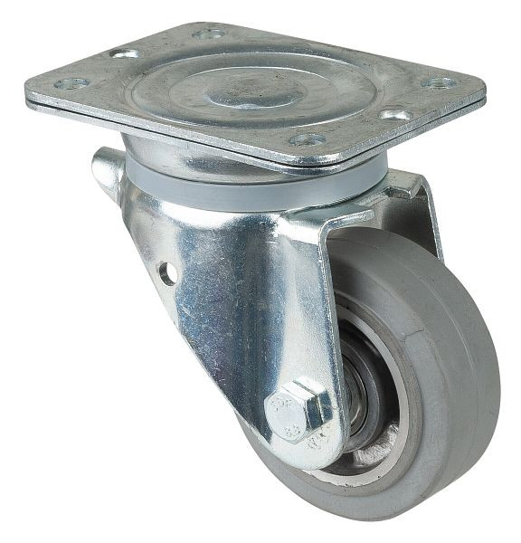 Roulette robuste BS Wheels, largeur de roue 40 mm, Ø roue 100 mm, capacité de charge 150 kg, bandages élastiques gris, corps de roue en aluminium, roulements à billes, N100.B83.100