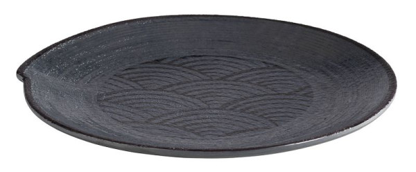 Assiette APS -DARK WAVE-, Ø 22 cm, hauteur : 2 cm, mélamine, intérieur : décor, extérieur : noir, 84908