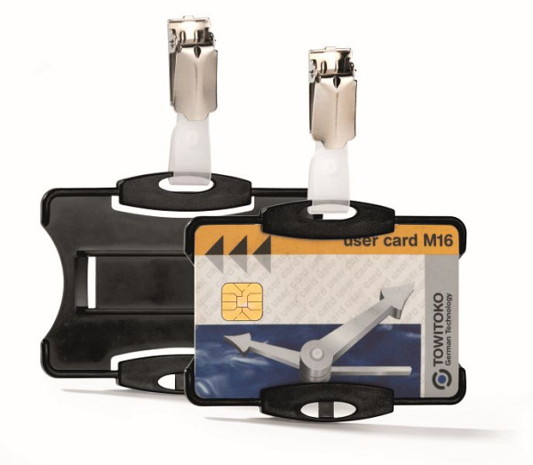 Porte-carte d'identité DURABLE avec clip pour 1 carte d'identité, noir, paquet de 25, 811801