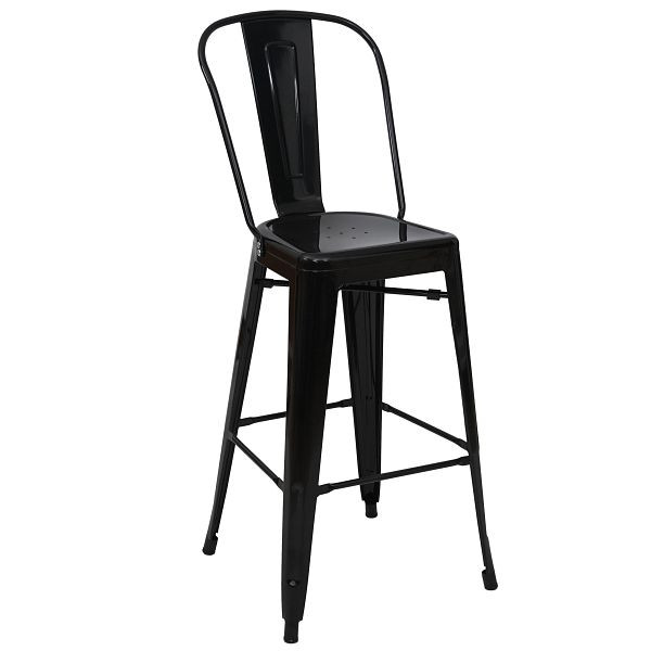 Tabouret de bar Mendler HWC-A73, tabouret de bar avec dossier, design industriel en métal, noir, 59866