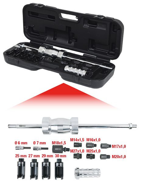KS Tools Kit coulissant pour injecteur universel, 14 pièces, 152.1085