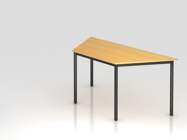 Hammerbacher table trapézoïdale base ronde 160x69cm hêtre/noir, forme trapézoïdale, VDRTR/6/D