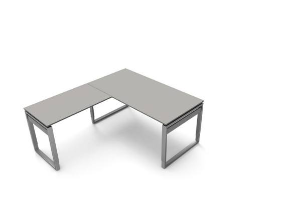 Bureau Kerkmann L 1600 x P 800 x H 680-820 mm avec table d'extension, forme 5, coloris : graphite, 11404312