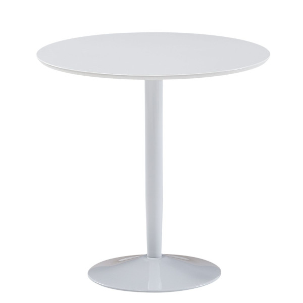 Wohnling table à manger ronde 75x75x74 cm petite table de cuisine blanc brillant, table de salle à manger ronde pour 2 personnes, table de petit-déjeuner cuisine moderne, WL6.504