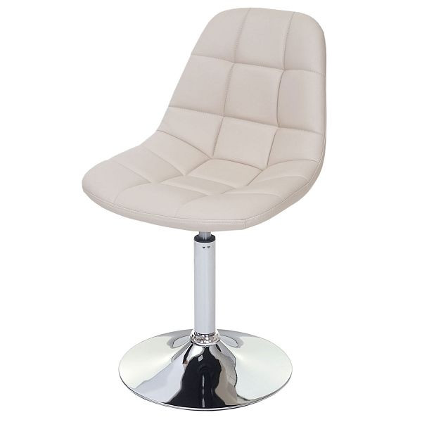 Chaise de salle à manger Mendler HWC-A60, chaise pivotante, design rétro des années 50, simili cuir crème, base chromée, 74858