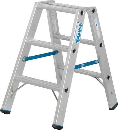 Escabeau Krause en aluminium, accessible des deux côtés, 2 x 3 marches R 13, 307624