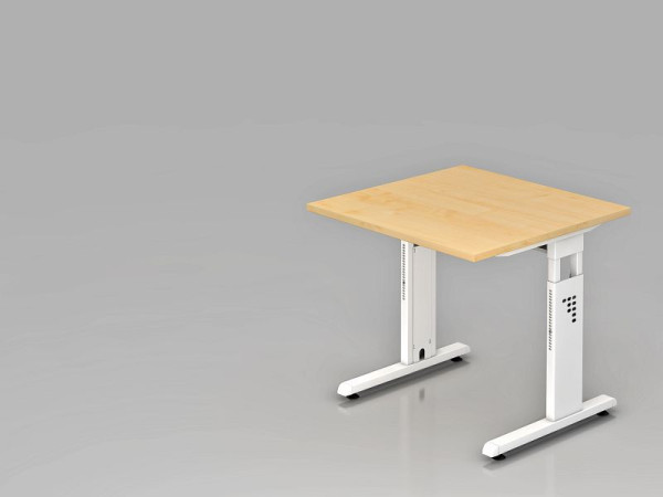 Bureau Hammerbacher pied C 80x80cm érable/blanc, hauteur de travail 65-85 cm, VOS08/3/W