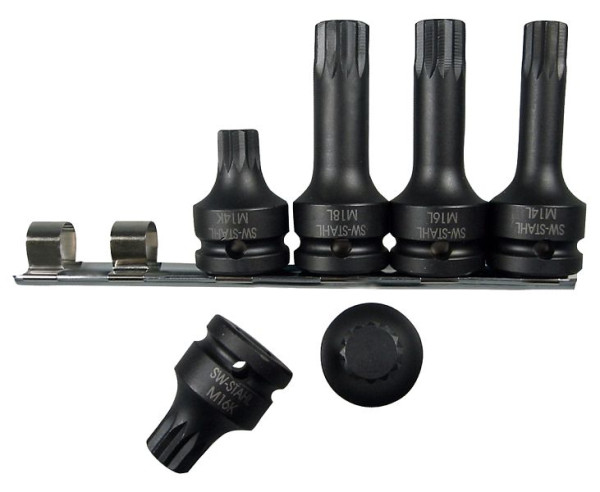 Embouts de tournevis SW-Stahl IMPACT, 1/2", cannelure interne, M14-M18, 6 pièces, 10195L