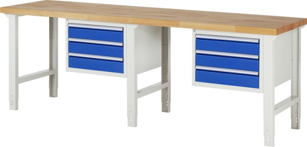 Etabli RAU série 7000 - modèle 7127, L2500 x P700 x H790-1140 mm, base système L2500 x P650 x H750-1100 mm, 03-7127A1-257B4H.11